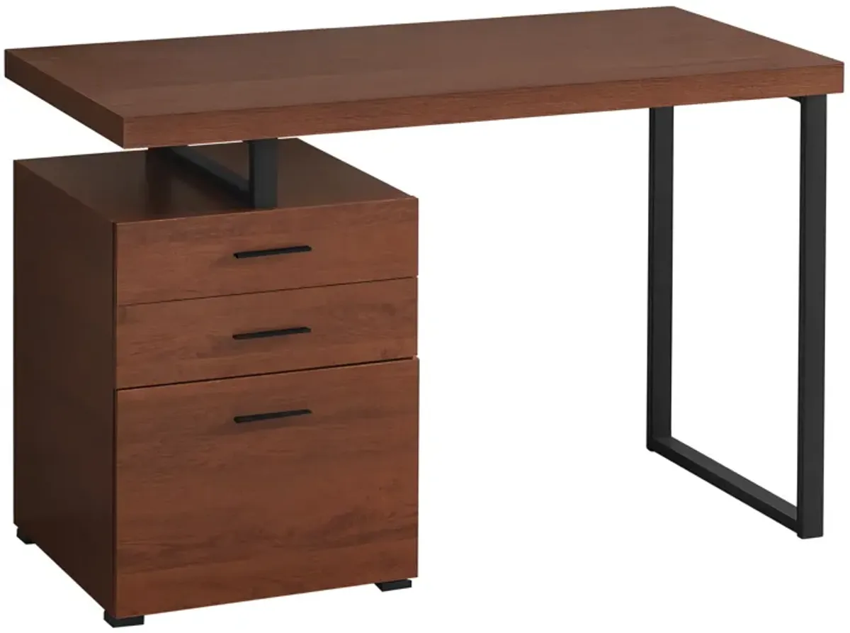 Monarch Specialties I 7641 Computer Desk, Home Office, Laptop, Left, Right Set-up, Storage Drawers, 48"L, Work, Metal, Laminate, Brown, Black, Contemporary, Modern