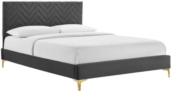 Modway - Leah Chevron Tufted Performance Velvet Queen Platform Bed