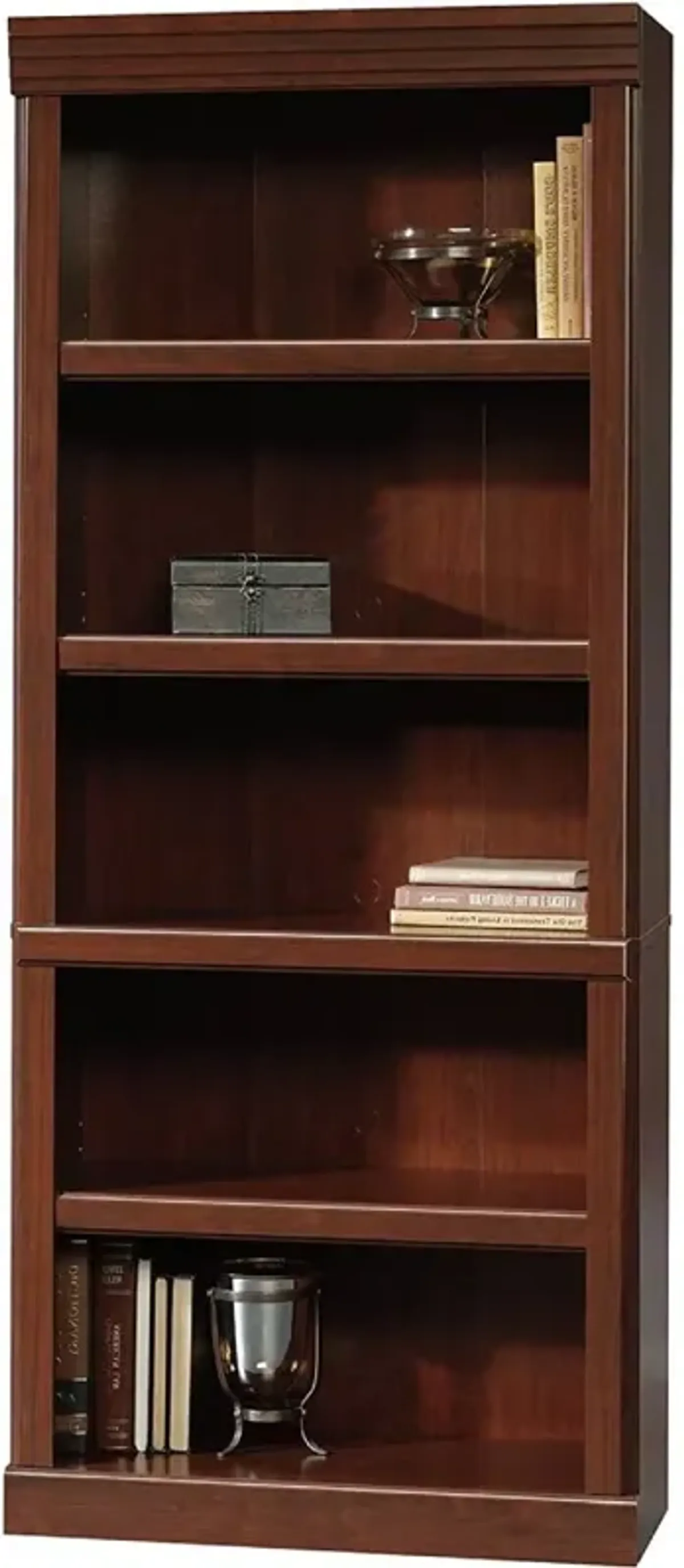 Hivvago 71-inch High 5-Shelf Wooden Bookcase in Cherry Finish