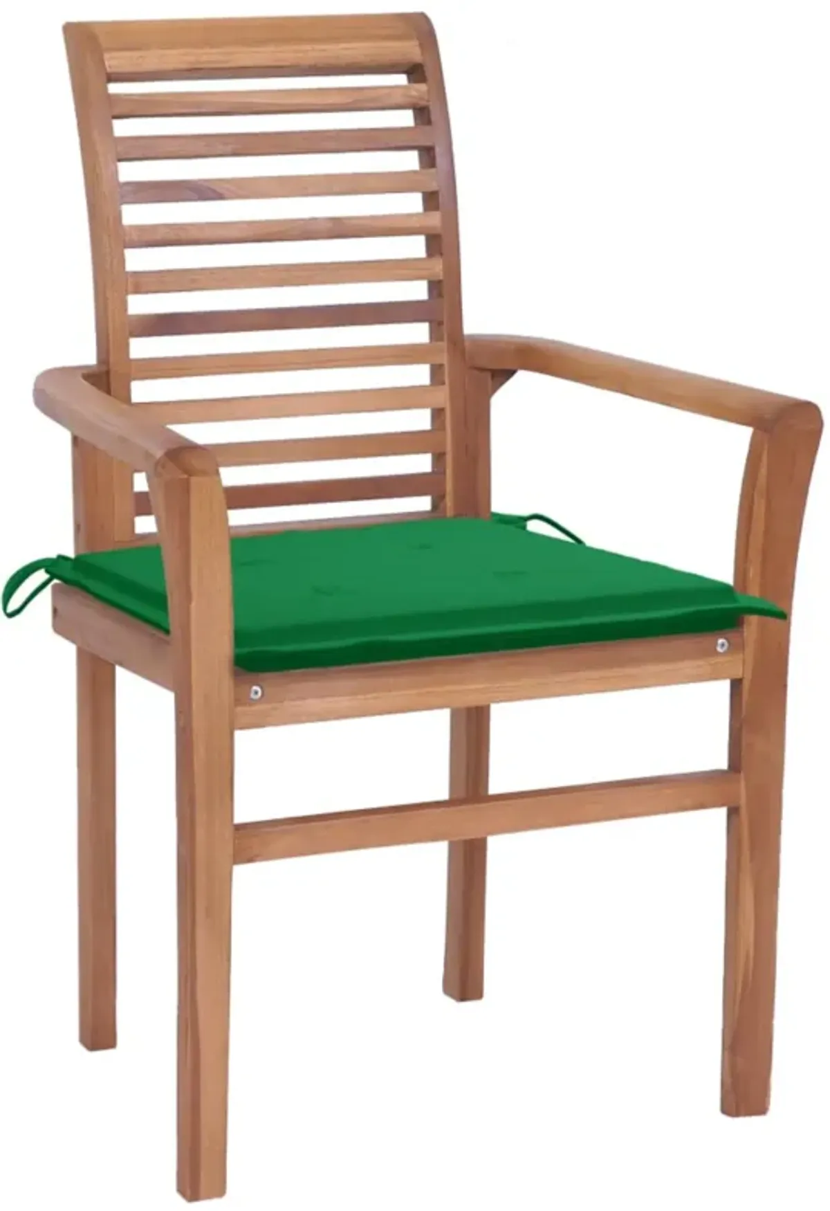 vidaXL Dining Chairs 2 pcs with Green Cushions Solid Teak Wood