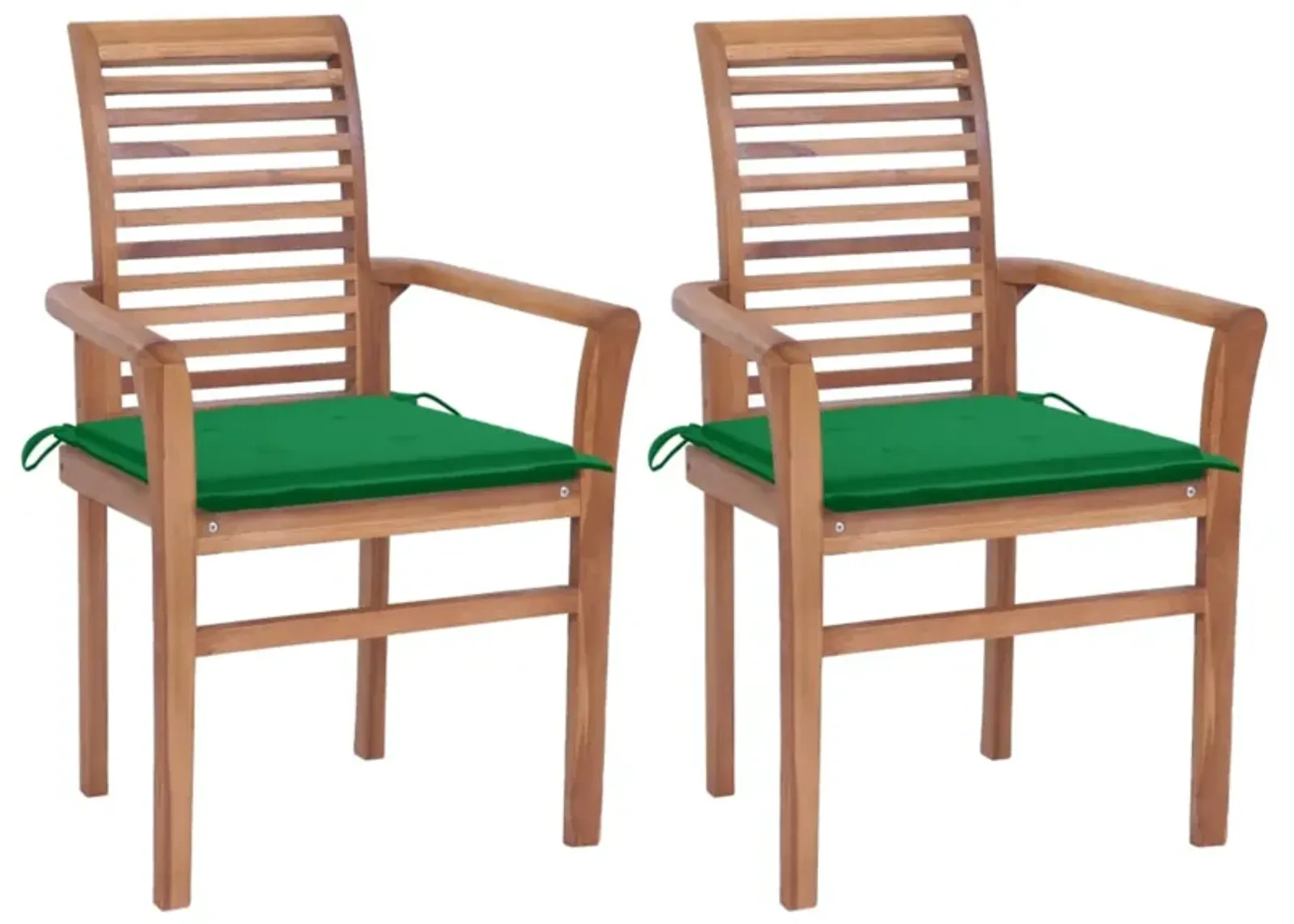 vidaXL Dining Chairs 2 pcs with Green Cushions Solid Teak Wood