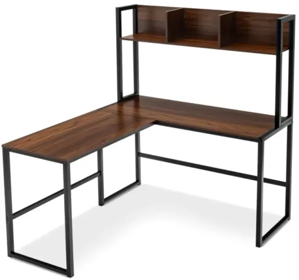 Hivvago Reversible L-Shaped Corner Desk with Storage Bookshelf