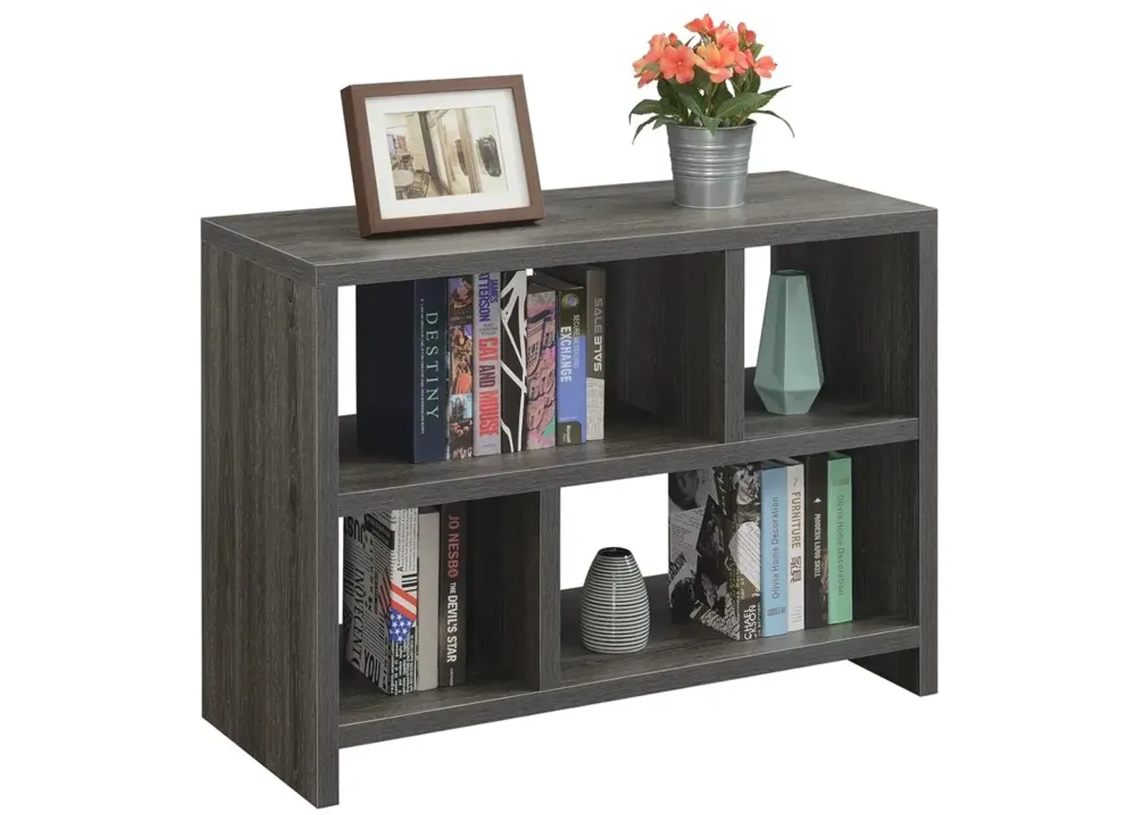 Convenience Concepts Northfield Console 3 Tier Bookcase, Weathered Gray