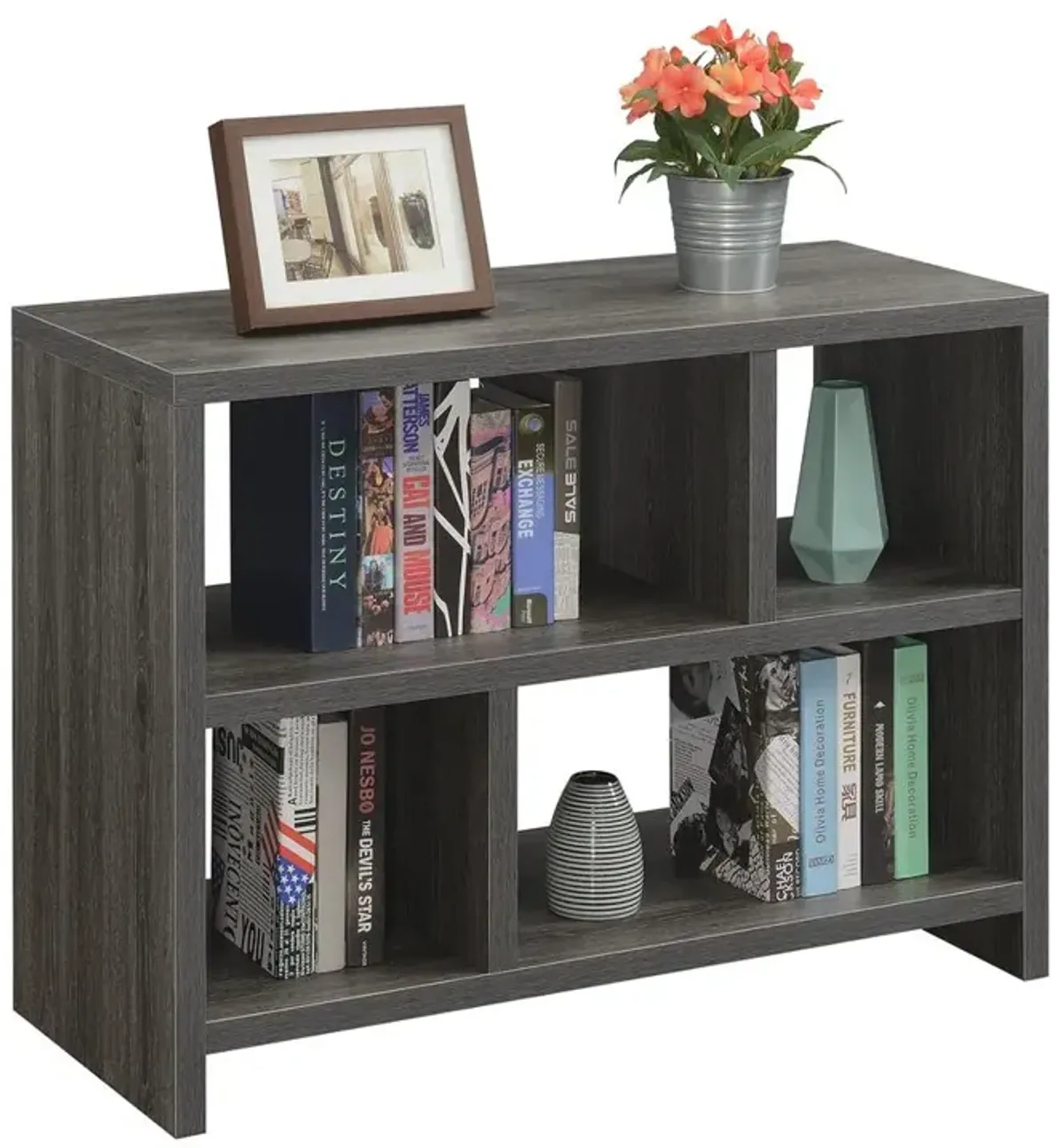 Convenience Concepts Northfield Console 3 Tier Bookcase, Weathered Gray