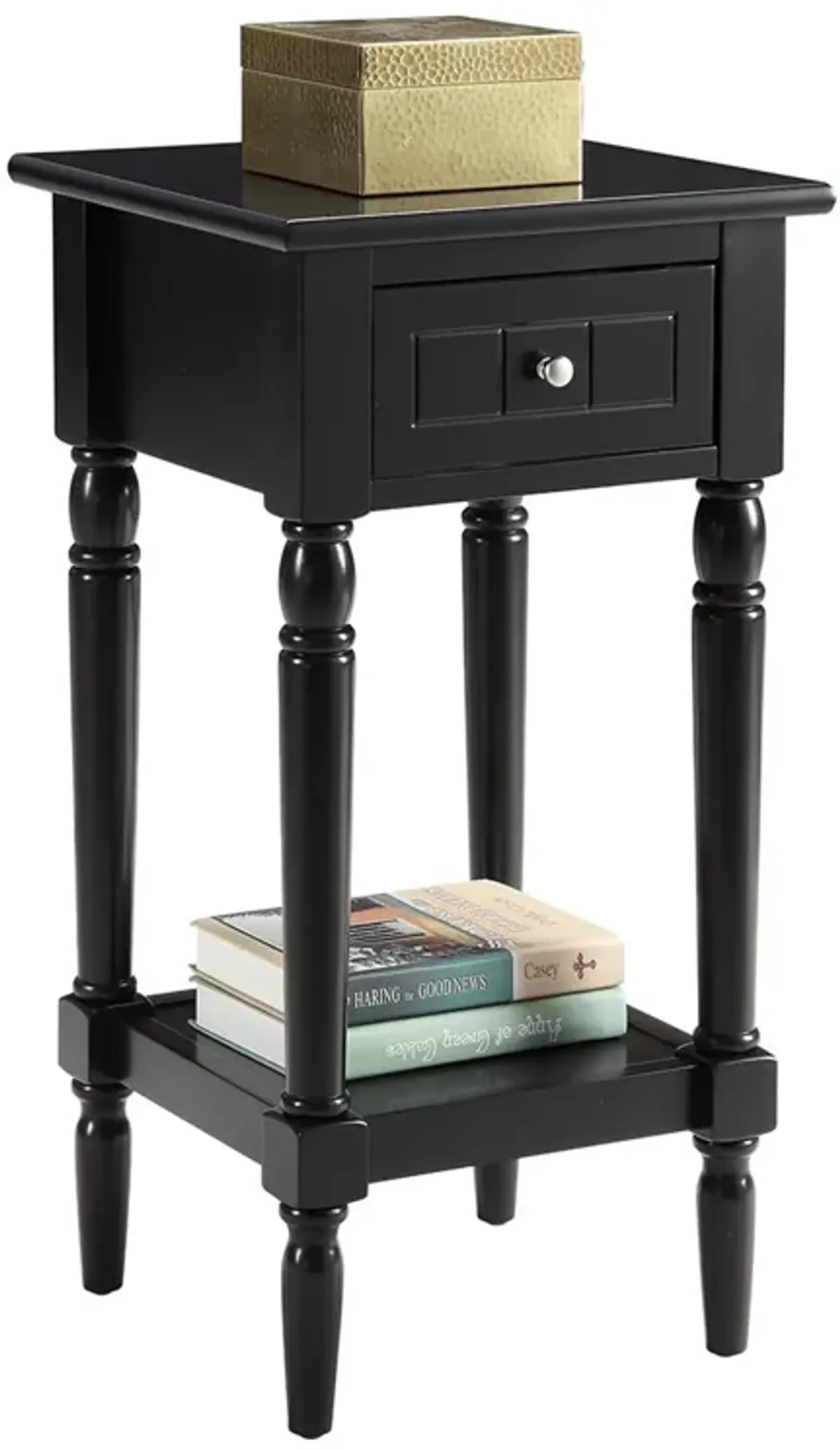 Convenience Concepts French Country Khloe 1 Drawer Accent Table with Shelf, Black