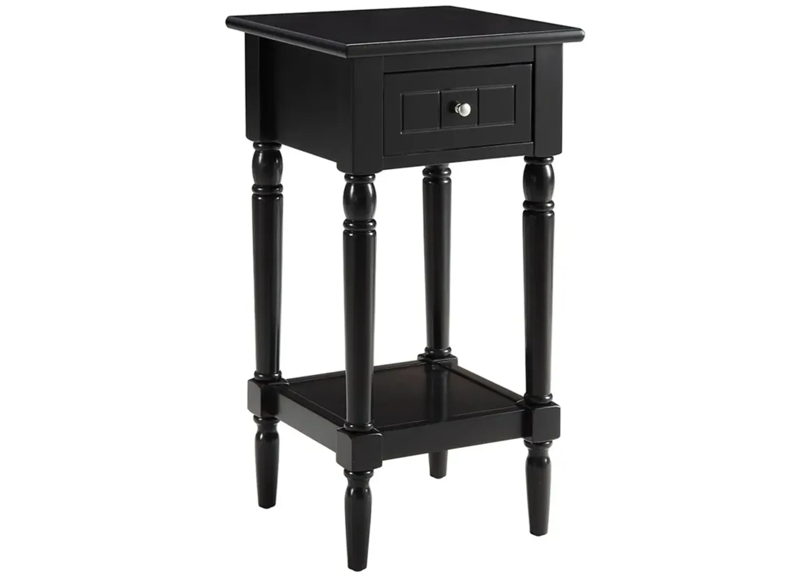 Convenience Concepts French Country Khloe 1 Drawer Accent Table with Shelf, Black