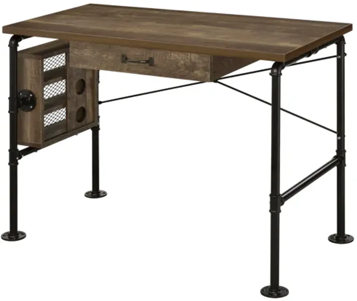 ACME Endang Writing Desk, Weathered Oak & Black Finish