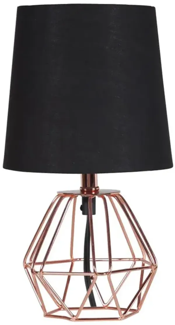 Hivvago 11" Copper Bedside Table Lamp With Black Empire Shade