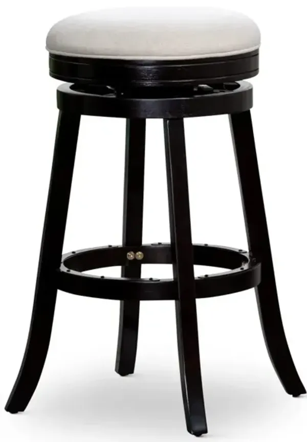 24" Counter Stool, Espresso Finish, Beige Fabric Seat
