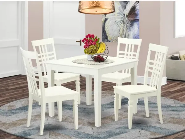 5 PcKitchen Dining Table and 4 Wood Chairs for Dining room in Linen White