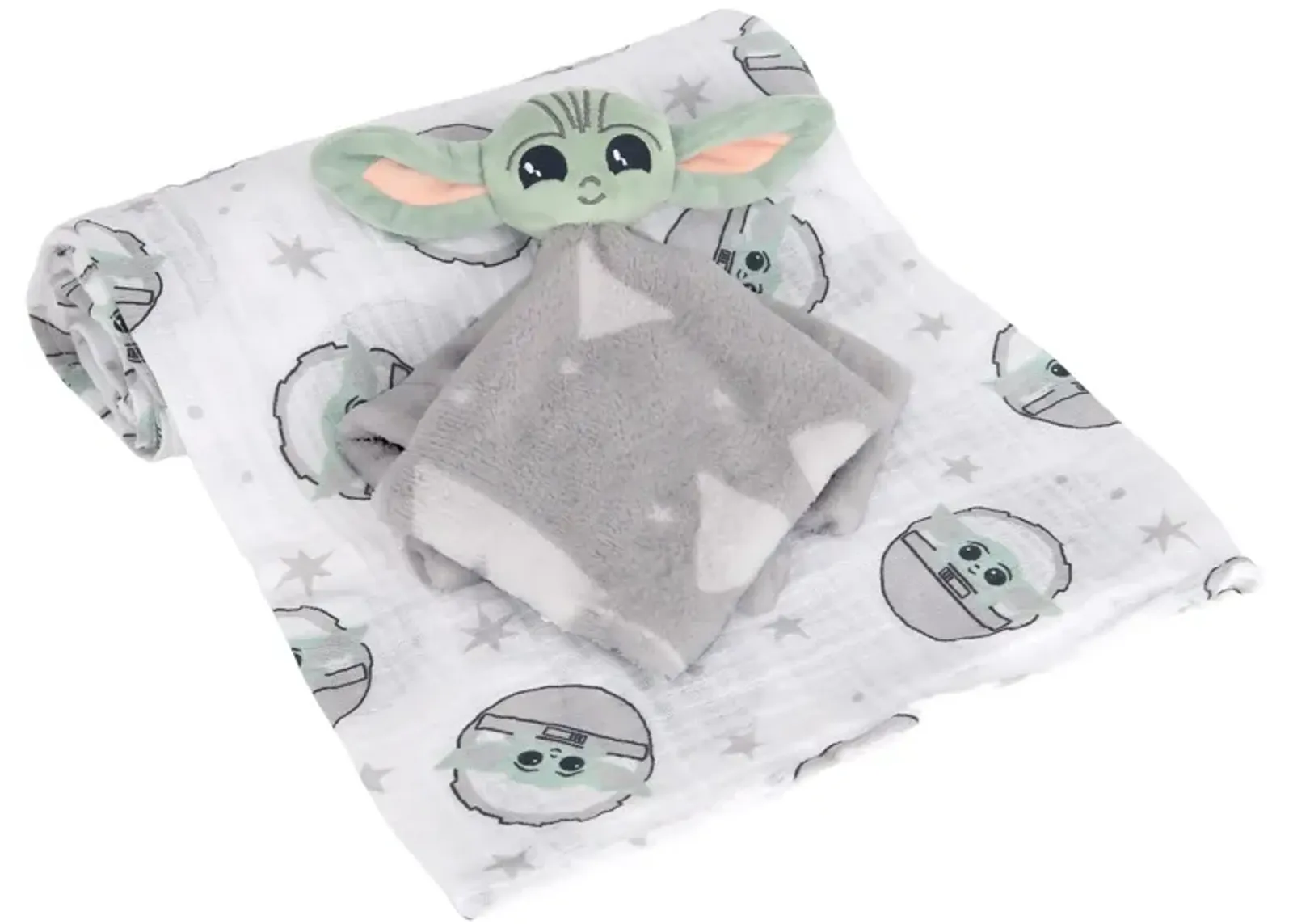 Lambs & Ivy Star Wars Baby Yoda/The Child Swaddle Blanket & Lovey Gift Set