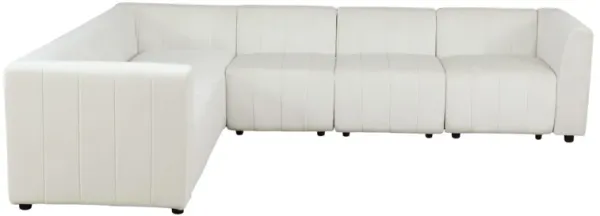 120 in. W Square Arm 6-piece L Shaped Microfiber Modern Sectional Sofa in White