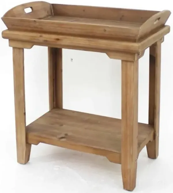 Hivvago 18" X 23" X 18" Natural, Rustic, Wooden - Table With Serving Tray Top