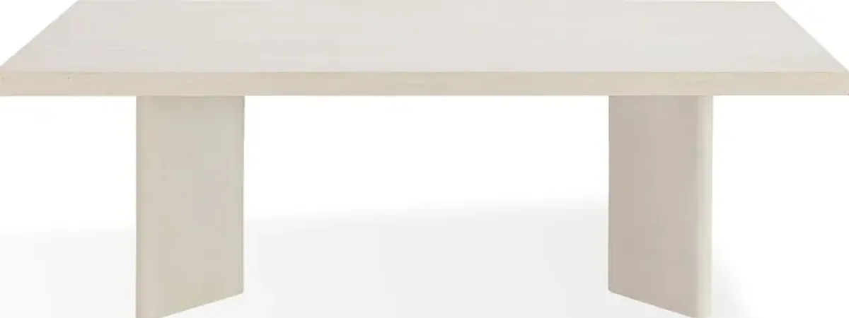 Caye Stone Top Double Pedestal Dining Table with Ivory Cement Base