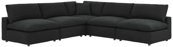 Commix Down Filled Overstuffed Boucle Fabric 5-Piece Sectional Sofa