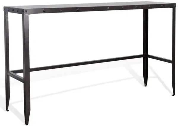 Ayka Sofa Bar Table w Nailhead Accent, 60 Inch Rectangular Brown Wood - Benzara