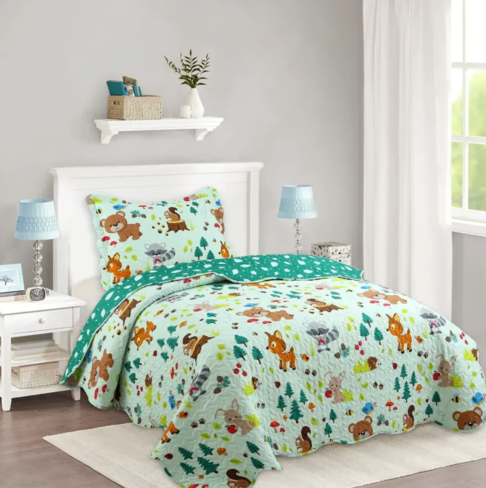 MarCielo Kids Quilt Set Bedspread Coverlet Set.