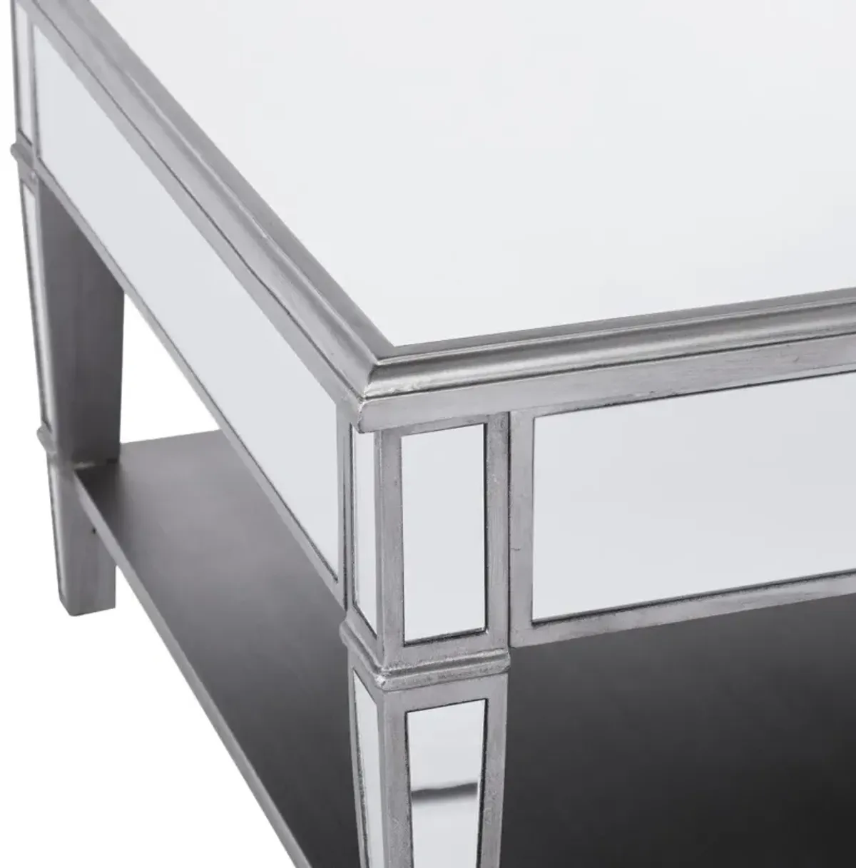 Hivvago 29" Silver Mirrored Glass Square Coffee Table