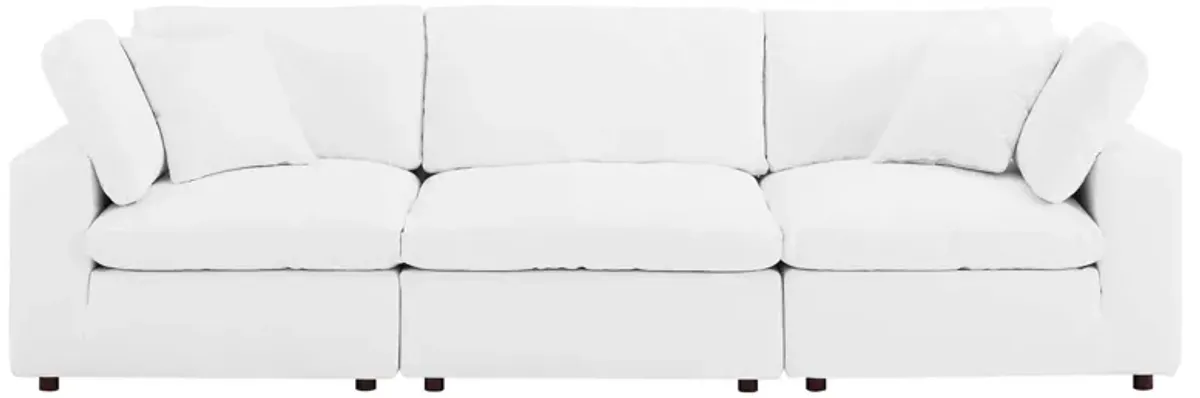 Commix Down Filled Overstuffed Vegan Leather 3-Seater Sofa