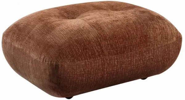 Erico Ottoman, Tufted Rust Brown Chenille, Foam Cushion Top, 35 Inch