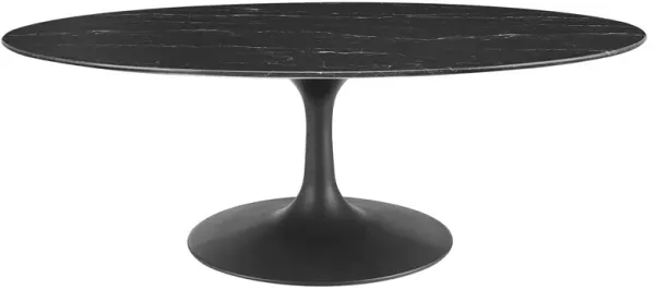 Modway Lippa Oval Artificial Marble 48" Coffee Table, 48 x 27.5 x 15.5, Black Black