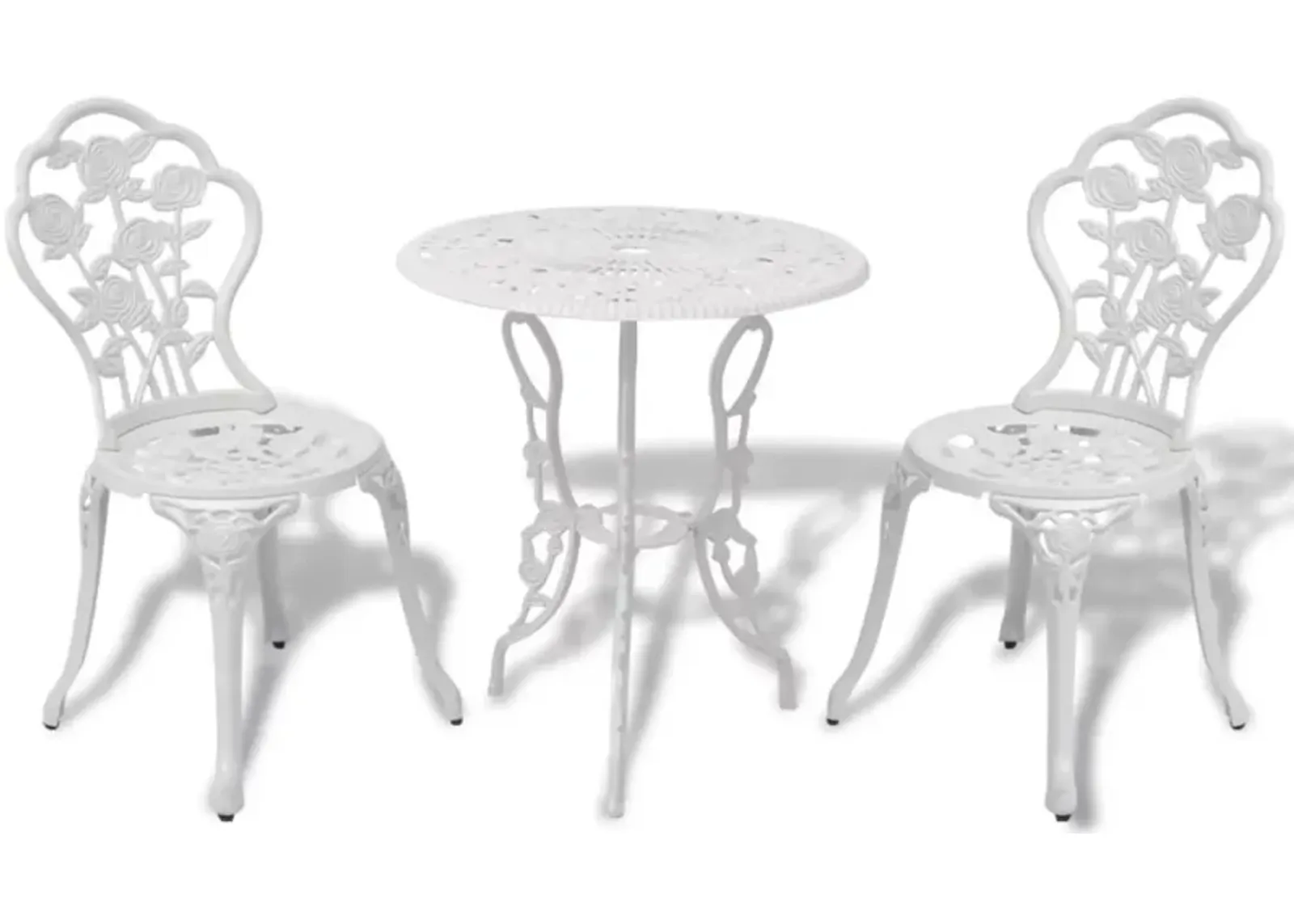 vidaXL 3 Piece Bistro Set Cast Aluminium White