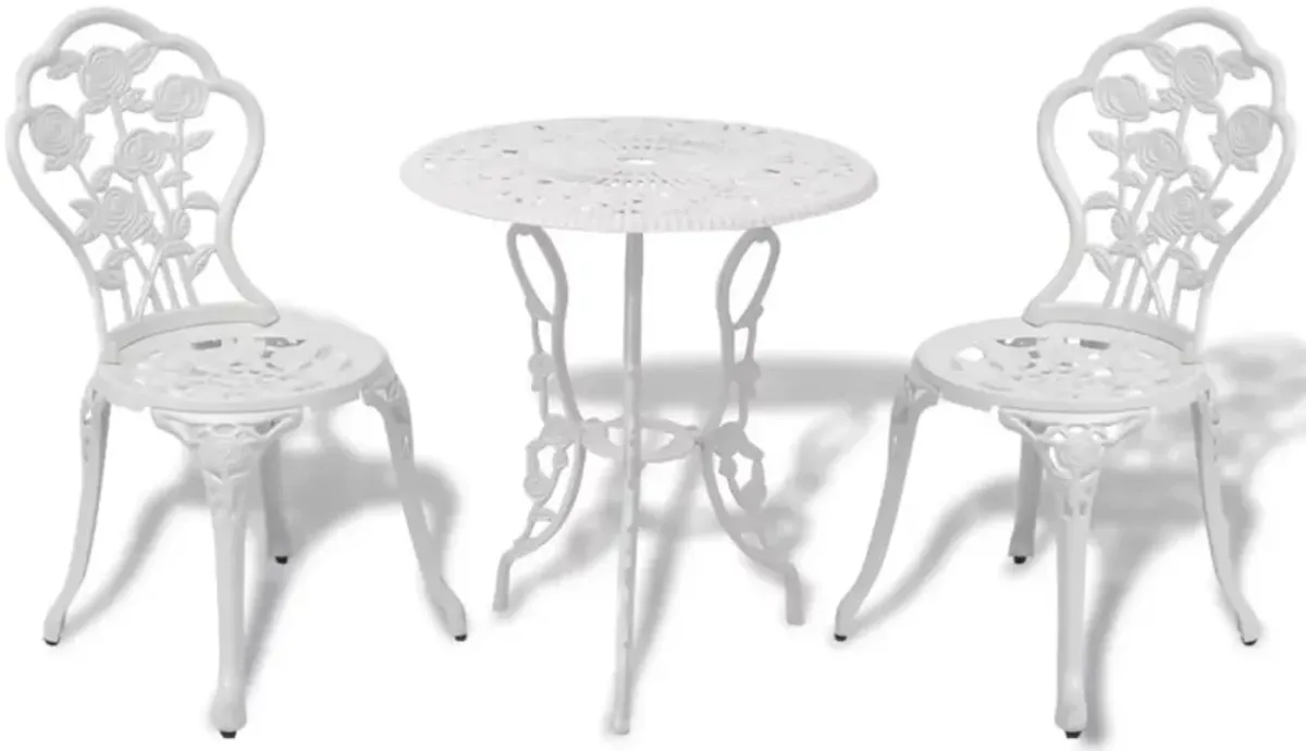 vidaXL 3 Piece Bistro Set Cast Aluminium White