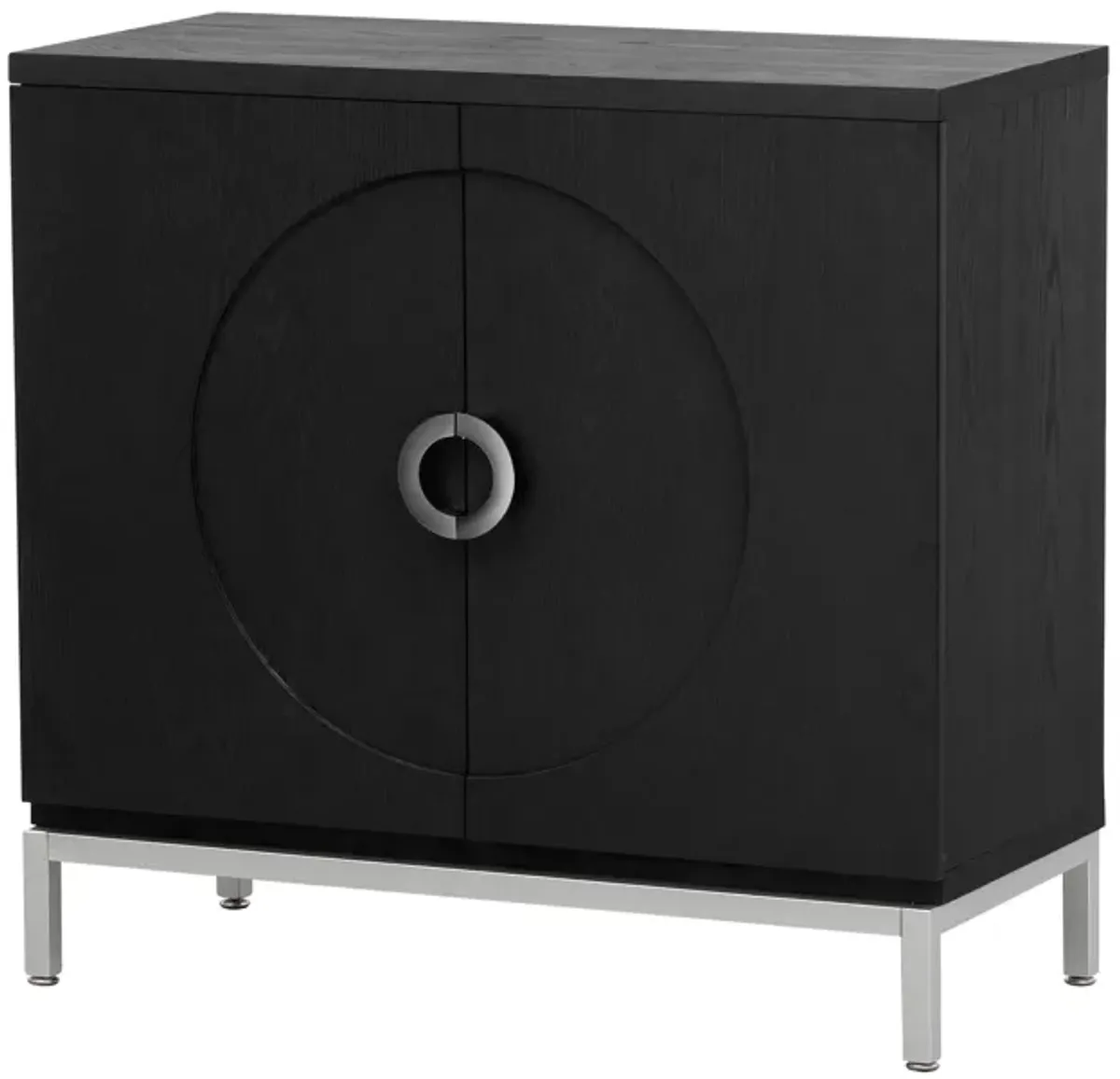 34" Accent Cabinet-Simple Storage Cabinet With Solid Wood Veneer, Black