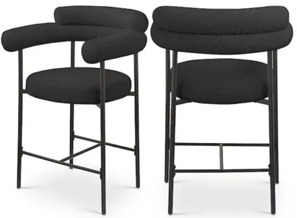 Meridian Furniture Blake Boucle Fabric Counter Stool, Set of 2