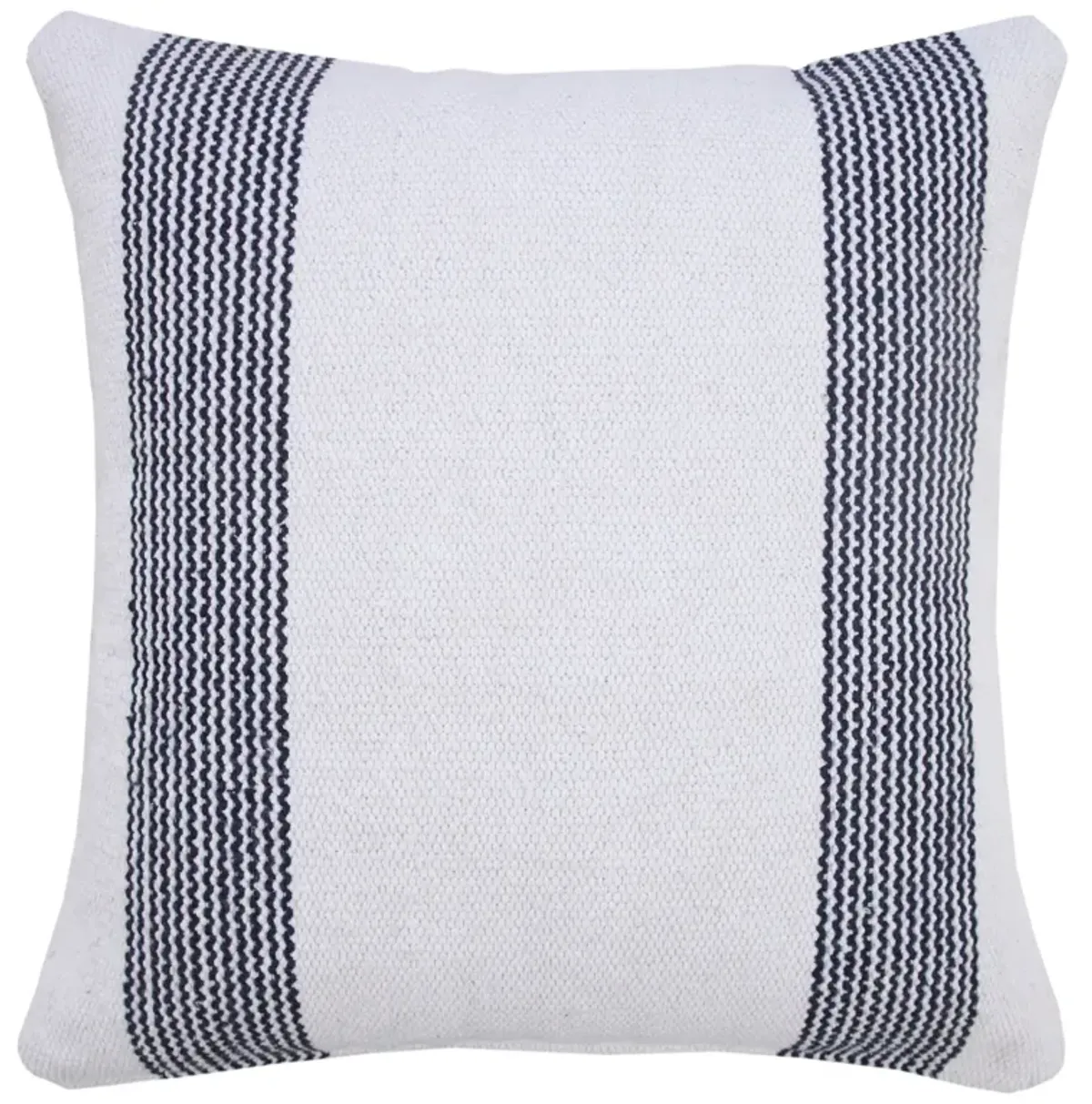 20" White and Blue Pinstripe Bordered Square Throw Pillow