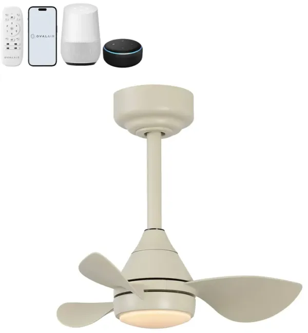 Albini 22" Contemporary Minimalist 6-Speed Metal Mobile-App/Remote-Controlled Dimmable Smart Integrated LED Ceiling Fan