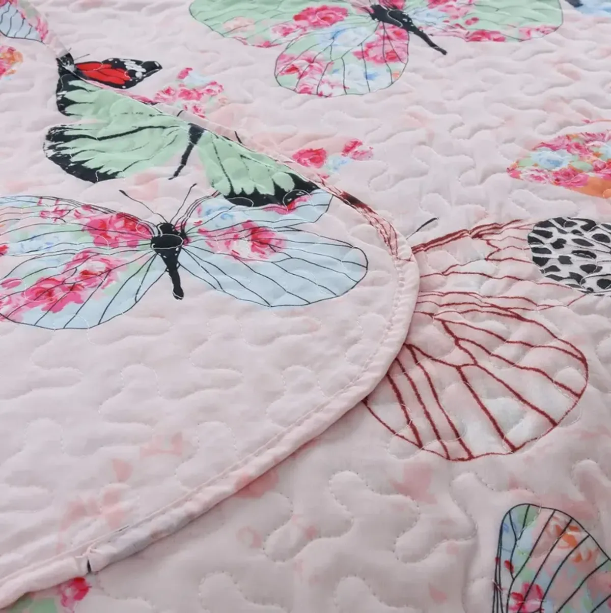 MarCielo Kids Butterfly Quilt Bedspread Set For Teens Girls Boys.