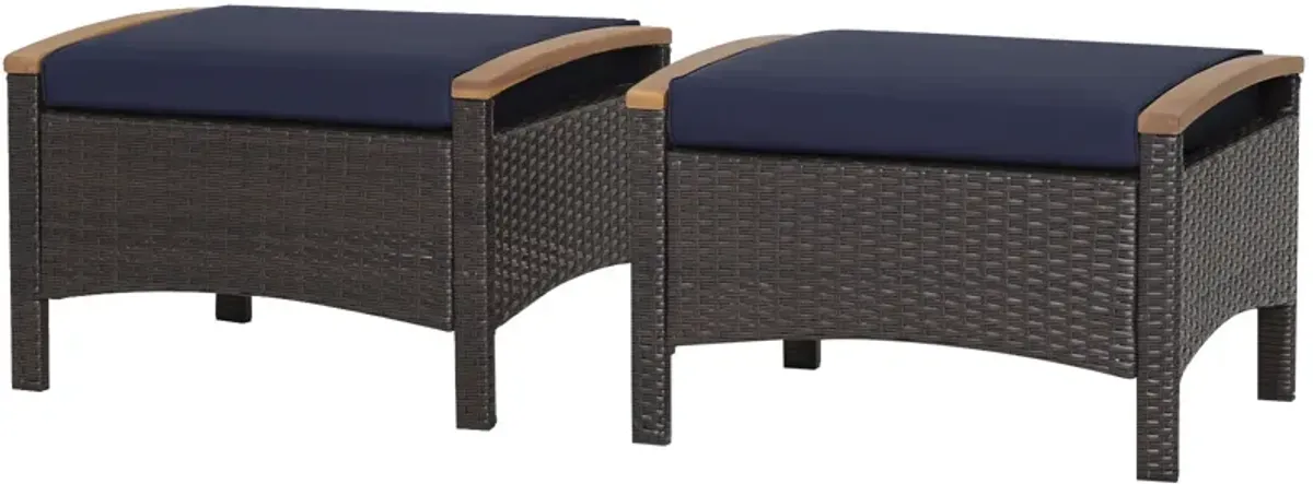 Set of 2 Fade-Resistant Wicker Patio Ottoman