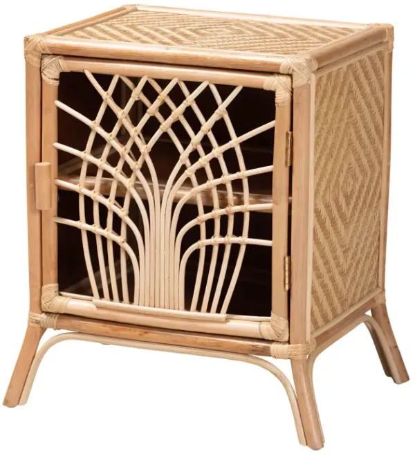 Bali & Pari Danna Modern Bohemian Natural Brown Rattan Nightstand