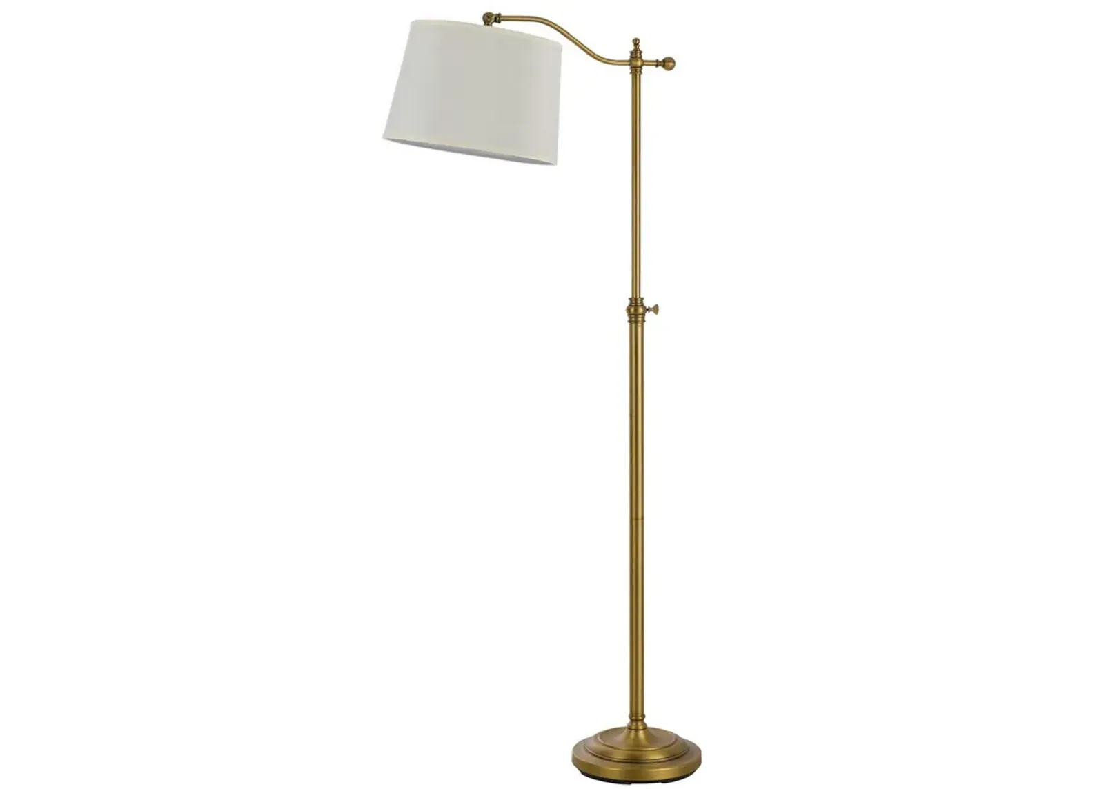 100 Watt Metal Down Bride Floor lamp with Fabric Tapered Drum Shade, Gold-Benzara