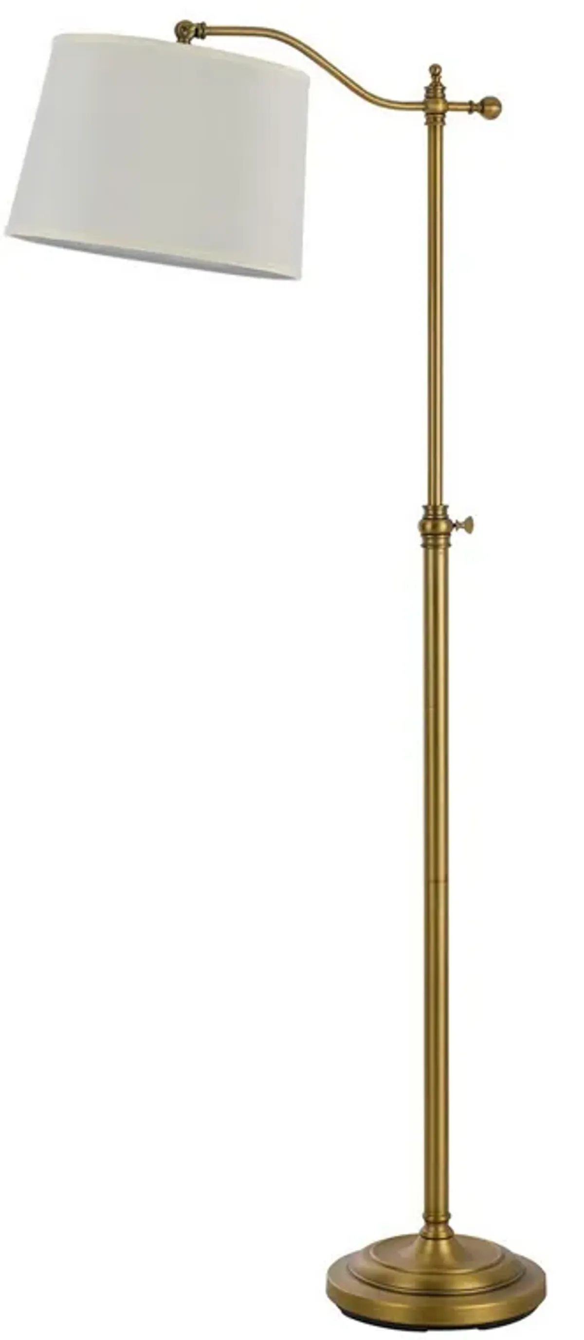 100 Watt Metal Down Bride Floor lamp with Fabric Tapered Drum Shade, Gold-Benzara