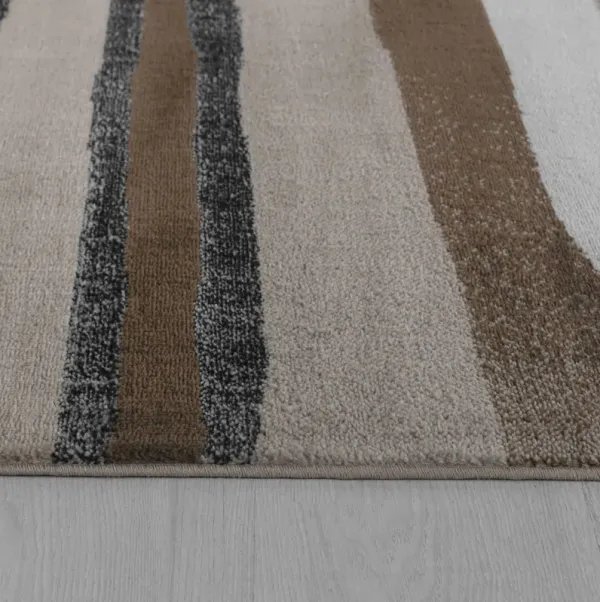 Sakarya Abstract Mid-Century Modern Brown Red Indoor Area Rug