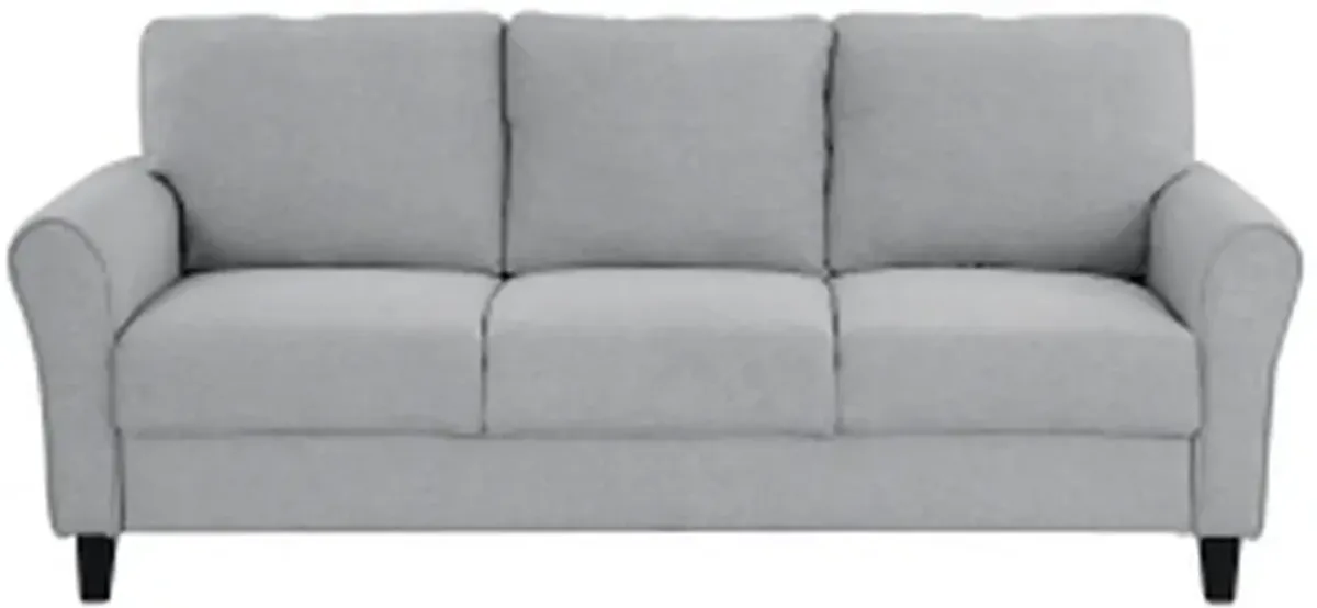 Engi Accent Sofa, Smooth Gray Polyester, Attached Back Cushion - Benzara