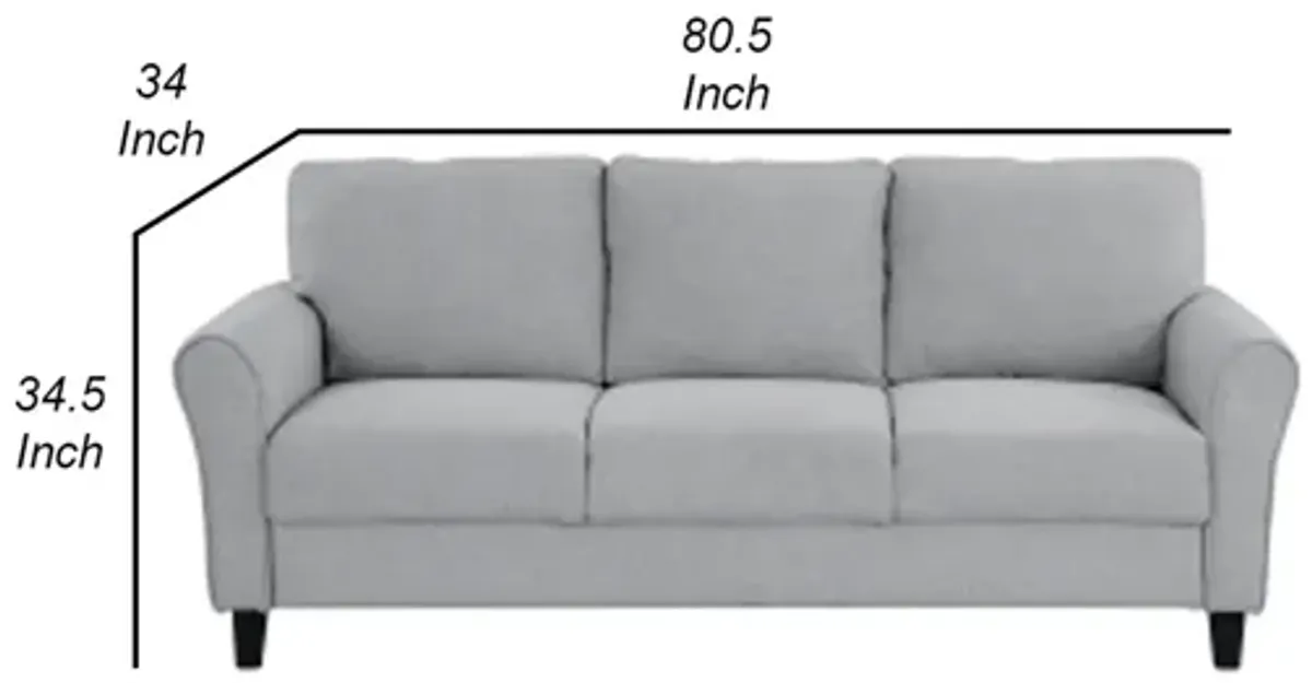 Engi Accent Sofa, Smooth Gray Polyester, Attached Back Cushion - Benzara