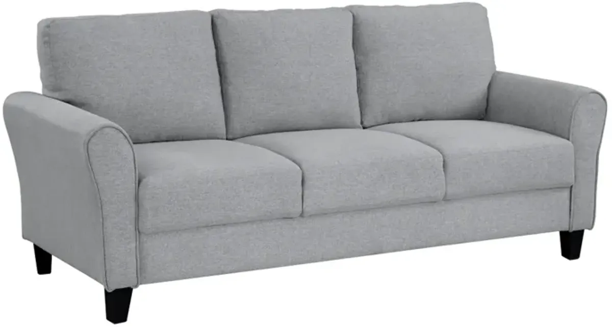 Engi Accent Sofa, Smooth Gray Polyester, Attached Back Cushion - Benzara