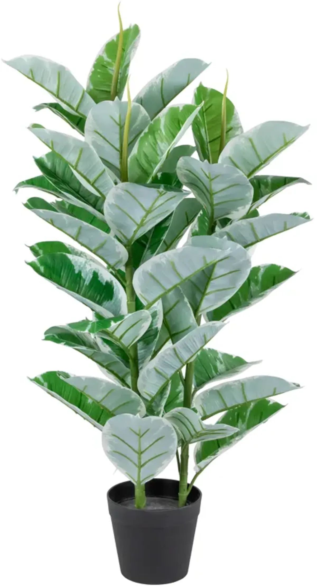 34" Potted Green Artificial Rubber Plant