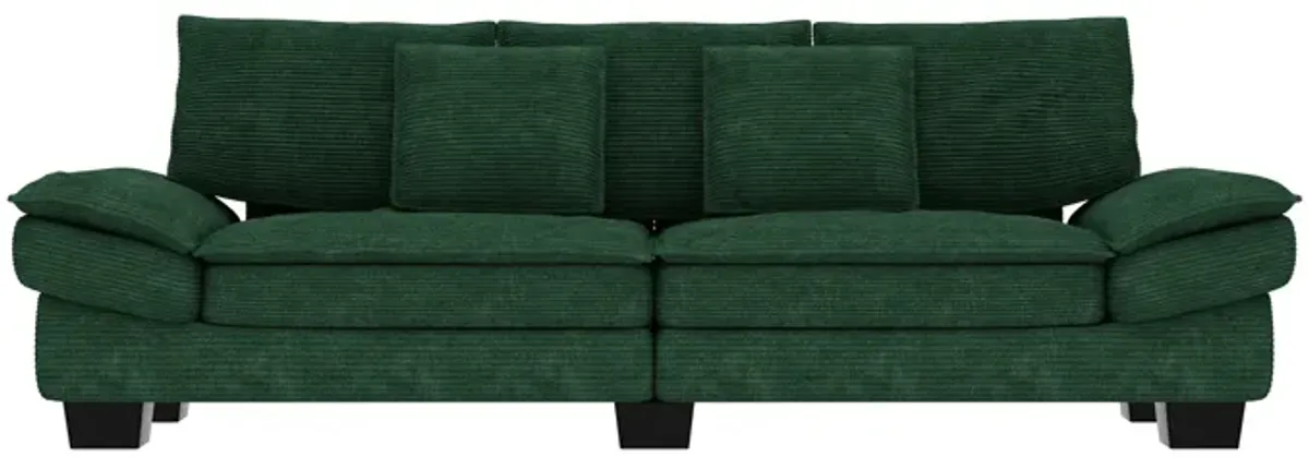 FUFU&GAGA Velvet Sofa with Plush Cushions, Ergonomic Backrest, Sturdy Base, (88.2" W x 31.5" D x 32.3" H), Green