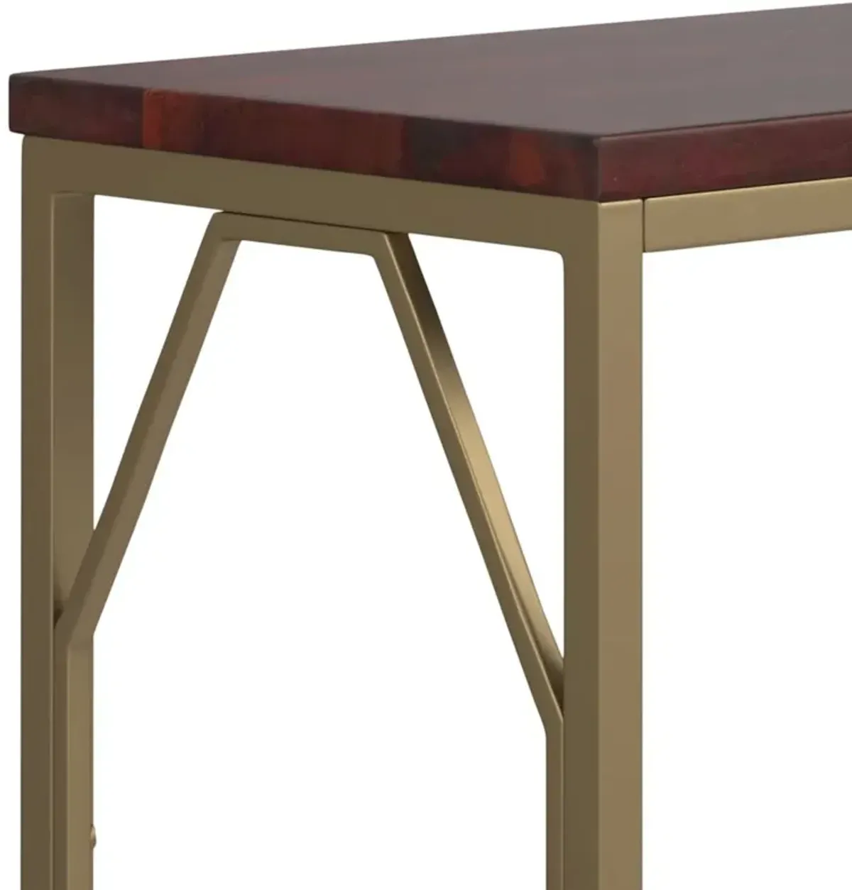 Simpli Home Selma Metal And Wood Accent Table In Cognac