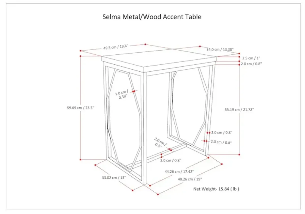 Simpli Home Selma Metal And Wood Accent Table In Cognac