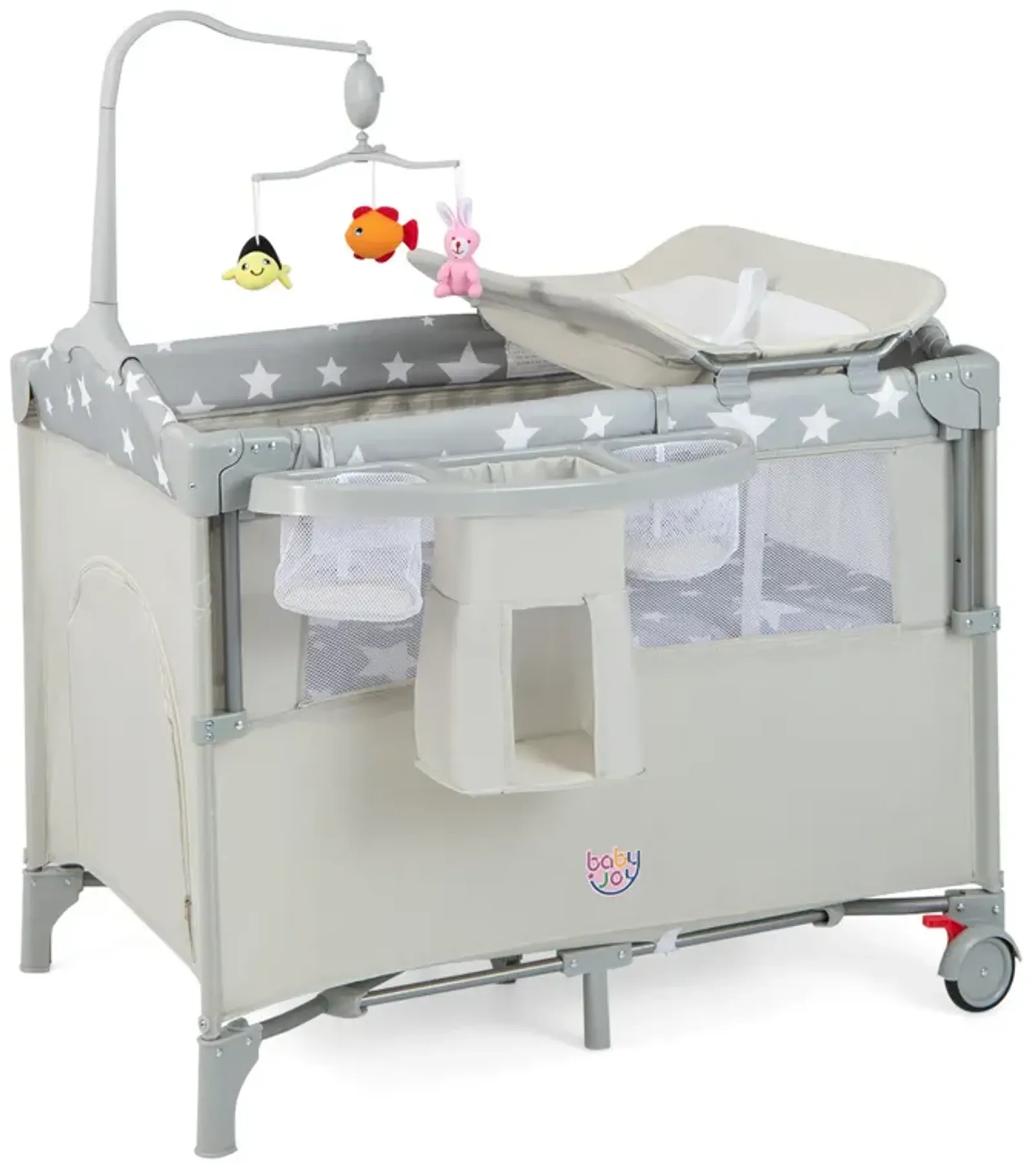 5-in-1  Portable Baby Beside Sleeper Bassinet Crib Playard with Diaper Changer