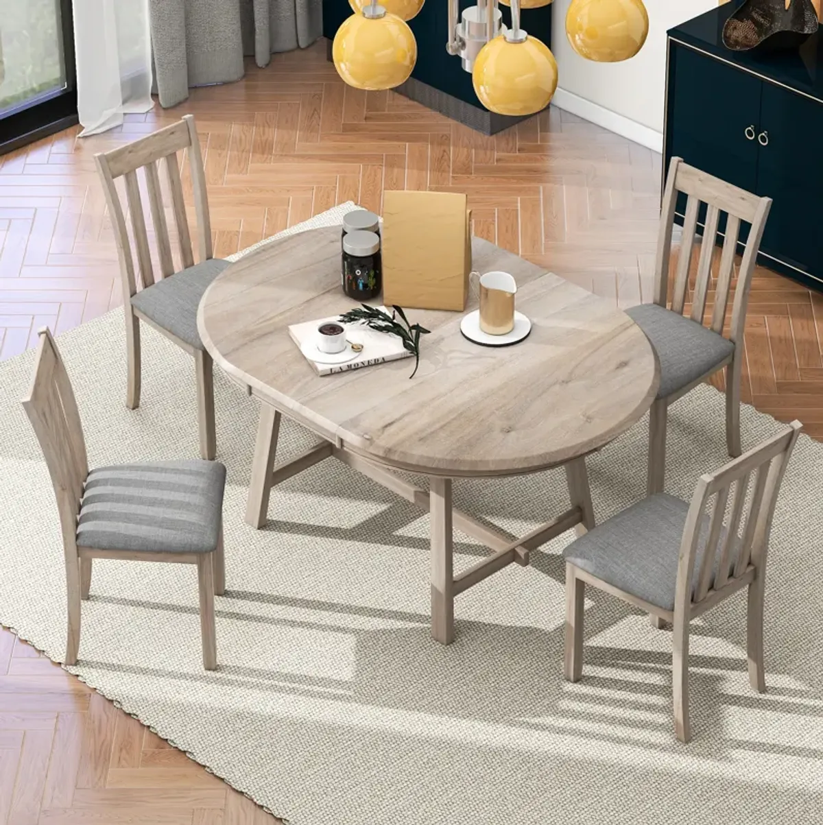 5-Piece Wood Dining Table Set