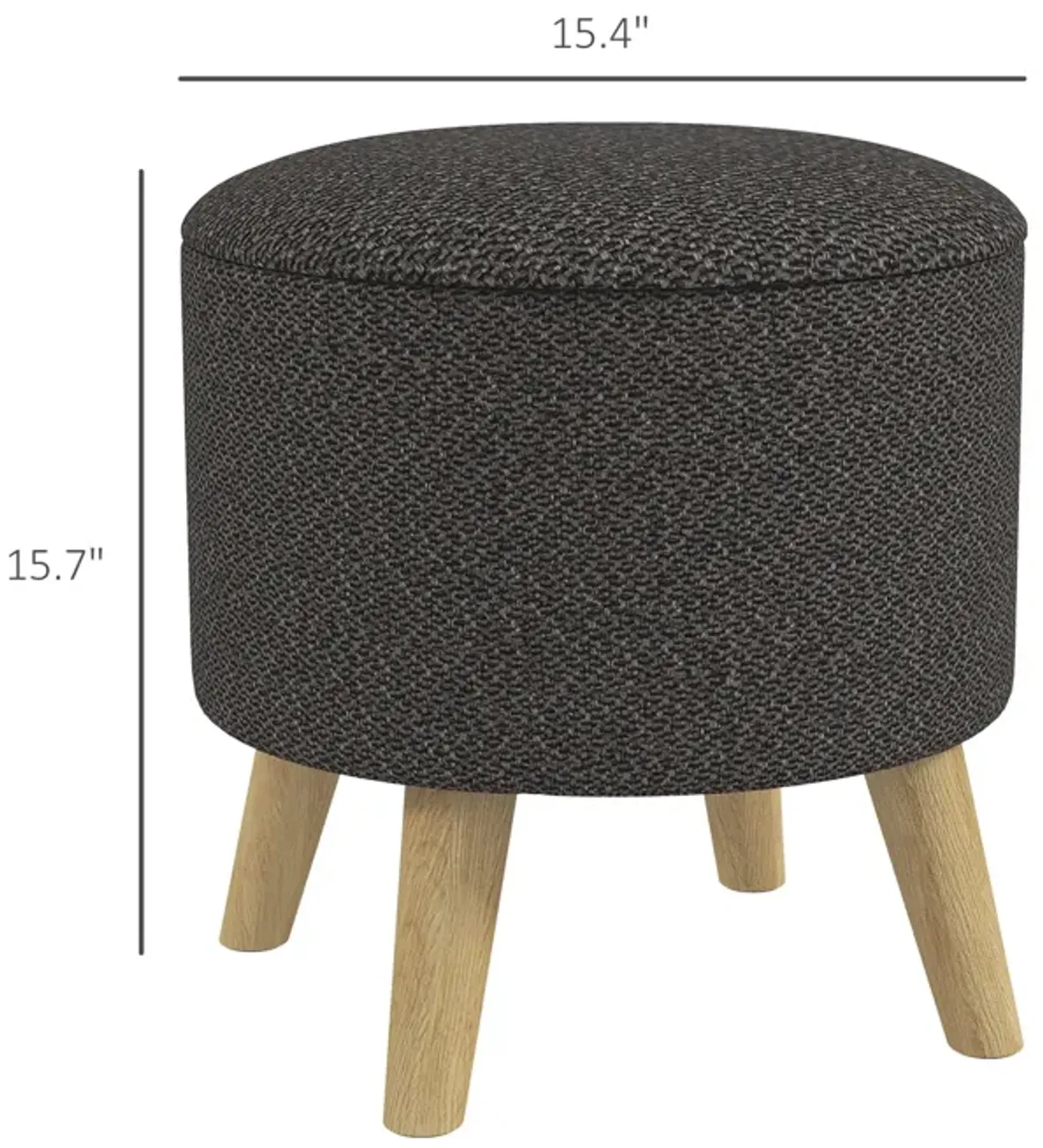 Round Linen Storage Stool: Wood Base, Hidden Compartment