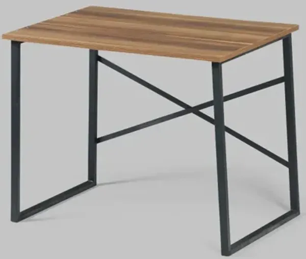 Furnish Home Store Lator Black Metal Frame 35" Wooden Top Small Writing and Computer Desk