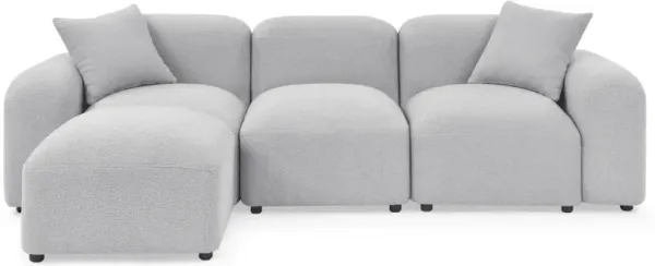 L-Shape Modular Sectional Sofa, DIY Combination, Teddy Fabric, Grey