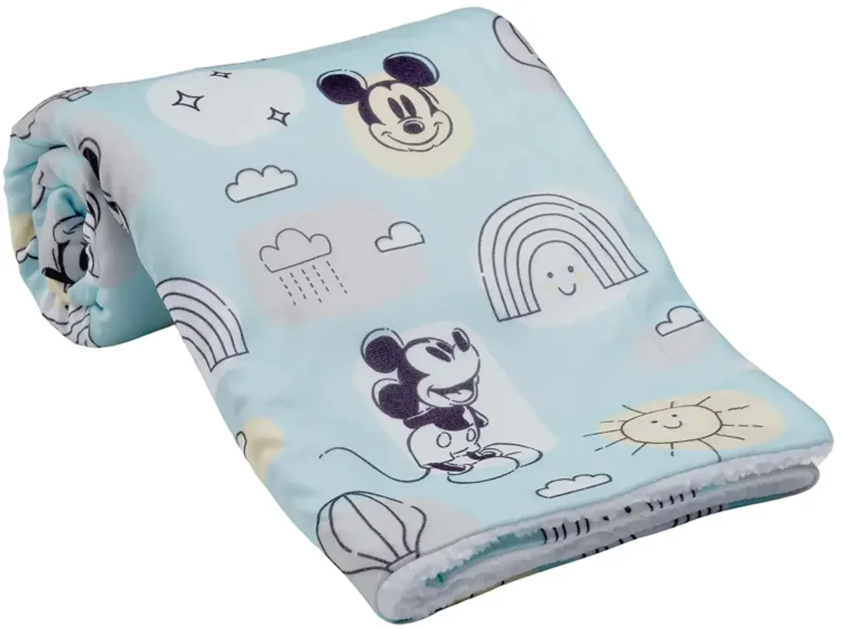 Lambs & Ivy Disney Baby Classic Mickey Mouse Blue/White Soft Fleece Baby Blanket